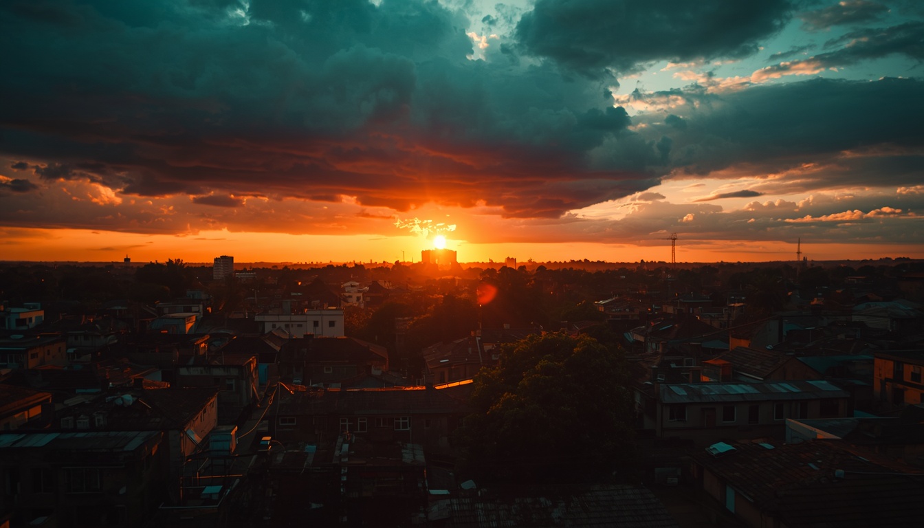 Aerial view of Lusaka at golden hour.